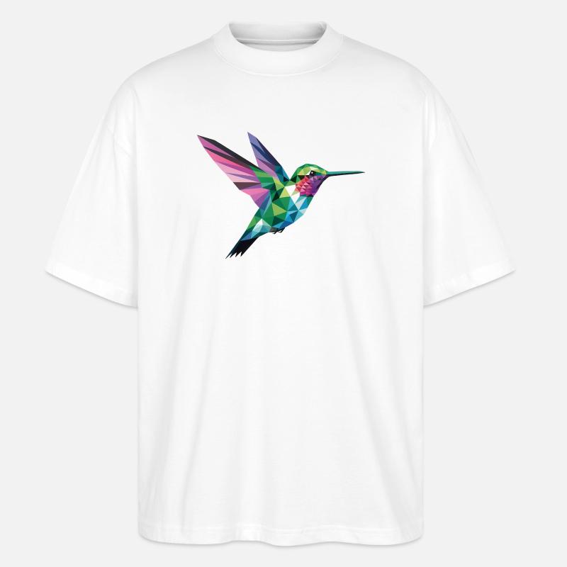 Kolibri - Cooles Vogel-Logo - Stanley/Stella Oversized Unisex Bio T-Shirt Blaster 2.0 - Weiß