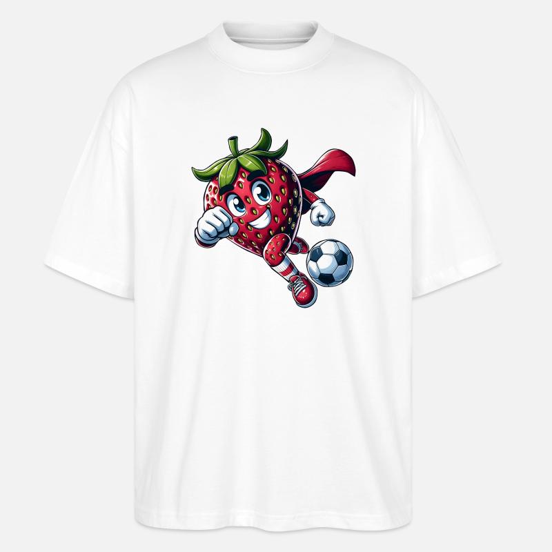 Football Fraise Super-héros Kicker Comic - T-shirt bio Blaster 2.0 coupe oversize Stanley/Stella Unisexe - blanc