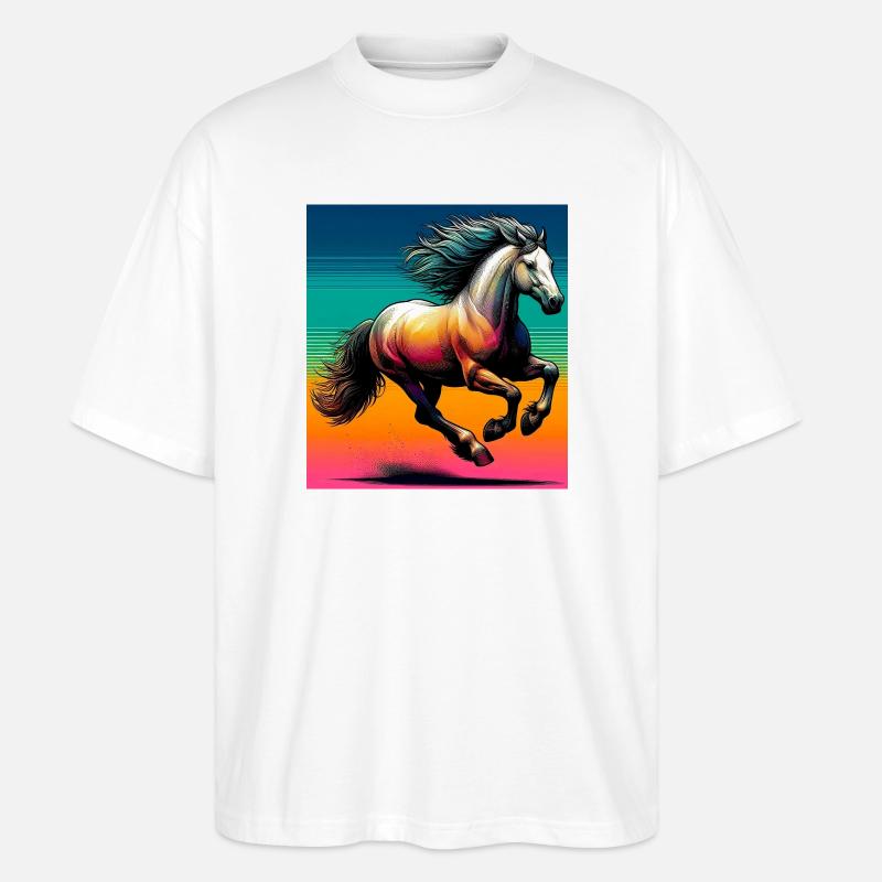 Pferd - Stanley/Stella Oversized Unisex Bio T-Shirt Blaster 2.0 - Weiß