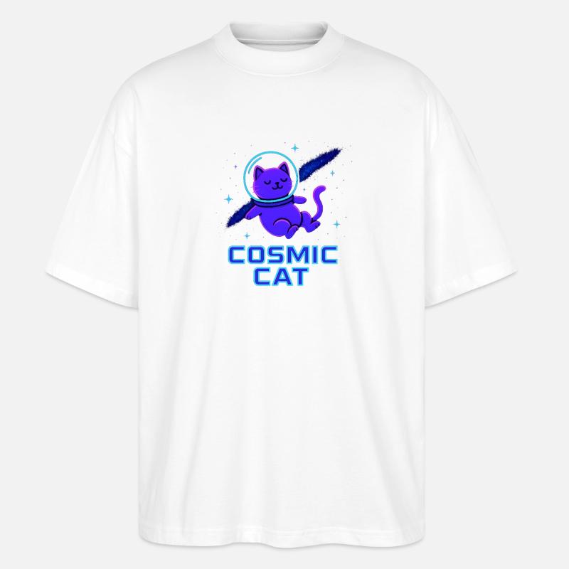 Kosmische Katze Neon - Stanley/Stella Oversized Unisex Bio T-Shirt Blaster 2.0 - Weiß