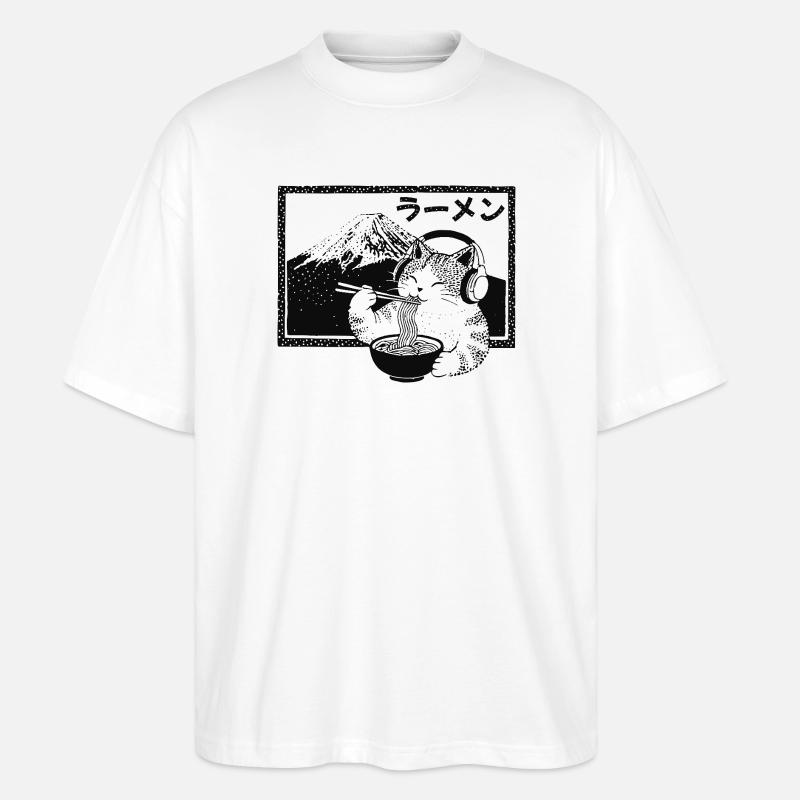 Ramen Kitten Mount Fuji - Stanley/Stella Oversized Unisex Bio T-Shirt Blaster 2.0 - Weiß