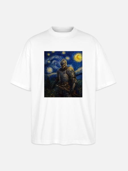 Ritter Van Gogh Style Starry Night - Stanley/Stella Oversized Unisex Organic T-shirt Blaster 2.0 - white