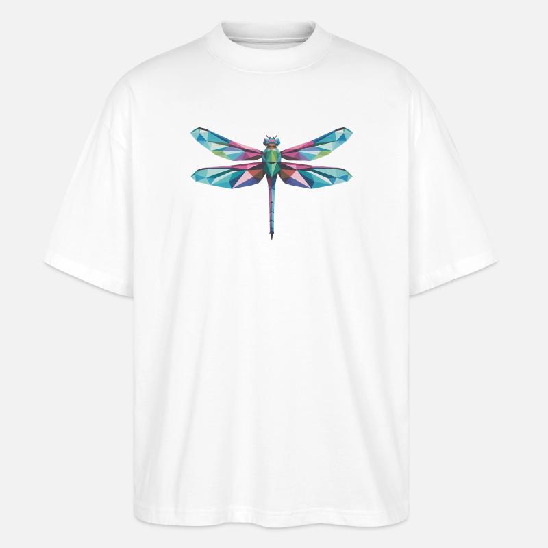 Dragonfly - Cooles Low-Poly-Logo - Stanley/Stella Oversized Unisex Bio T-Shirt Blaster 2.0 - Weiß