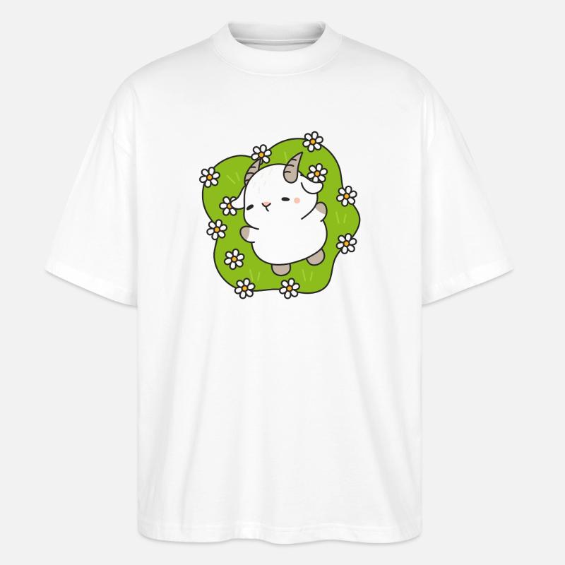 Kawaii Lamm Gänseblümchen - Stanley/Stella Oversized Unisex Bio T-Shirt Blaster 2.0 - Weiß