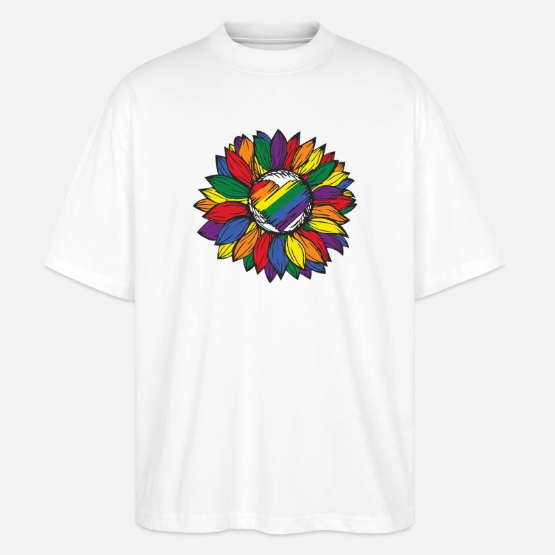 Regenbogen Sonnenblume Pride - Stanley/Stella Oversized Unisex Bio T-Shirt Blaster 2.0 - Weiß
