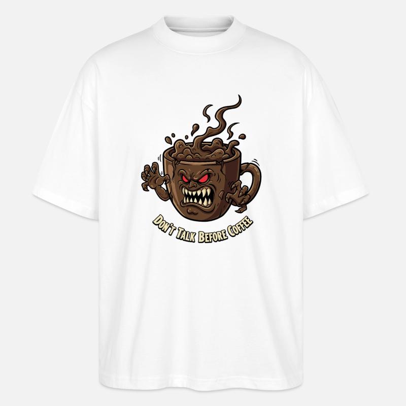 Wütende Kaffeetasse vor dem Kaffee - Stanley/Stella Oversized Unisex Bio T-Shirt Blaster 2.0 - Weiß
