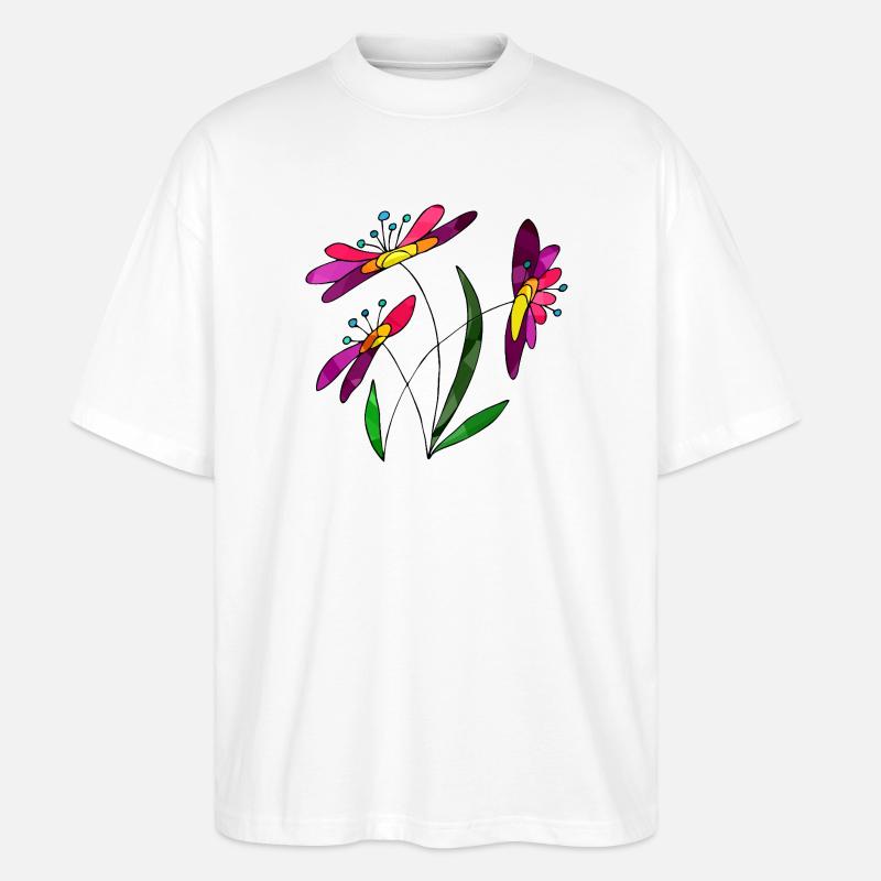 Blumen - Stanley/Stella Oversized Unisex Bio T-Shirt Blaster 2.0 - Weiß