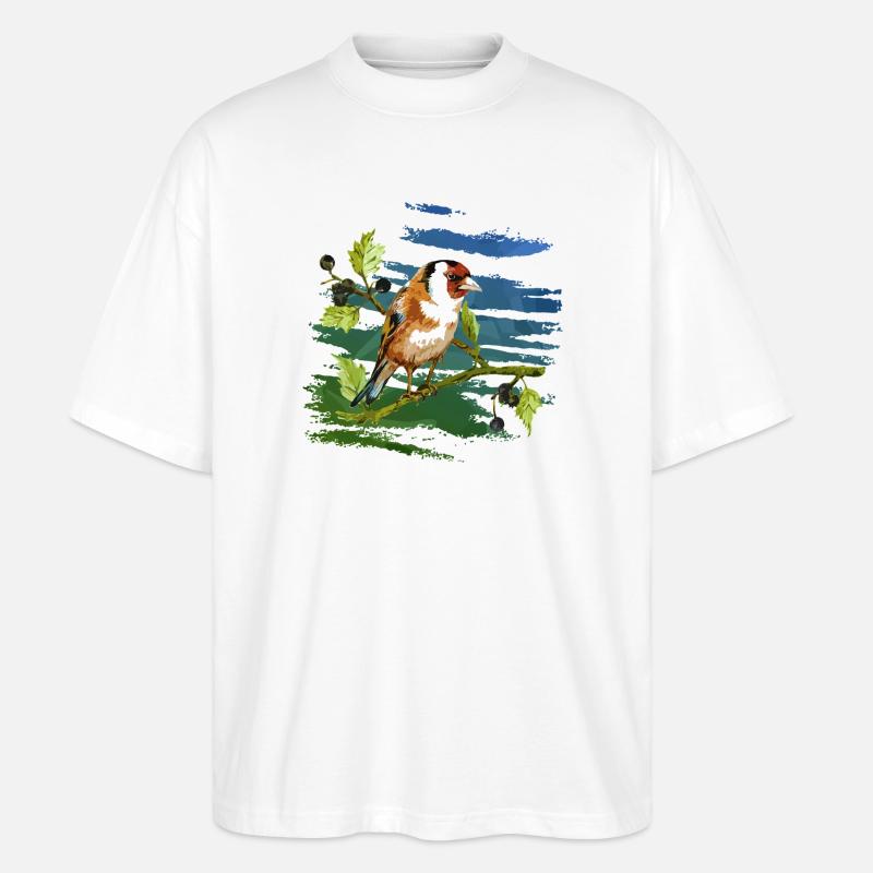 Bunter Vogel - Stanley/Stella Oversized Unisex Bio T-Shirt Blaster 2.0 - Weiß