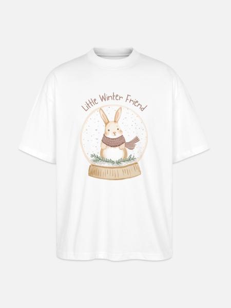 Snow Globe Bunny – Little Winter Friend - Stanley/Stella Oversized Unisex Organic T-shirt Blaster 2.0 - white