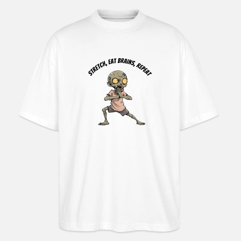 Zombie Stretch Eat Brains Repeat - Stanley/Stella Oversized Unisex Bio T-Shirt Blaster 2.0 - Weiß