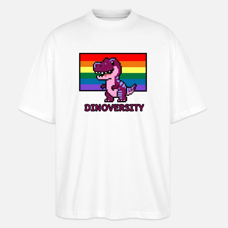 DinoVERSITY - Pixel Art Dinosaurier Pride! 🌈🦖 - Stanley/Stella Oversized Unisex Bio T-Shirt Blaster 2.0 - Weiß