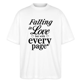 Tomber amoureux, mais à chaque page - T-shirt bio Blaster 2.0 coupe oversize Stanley/Stella Unisexe - blanc - Devant - Alina (178cm) & Michal (187cm)