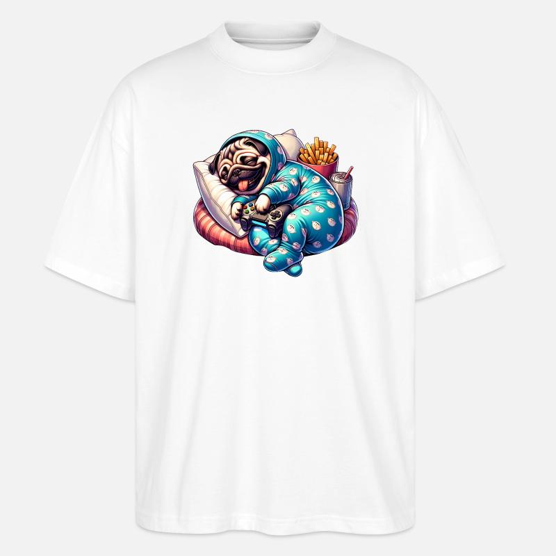 Gaming Mops Couch Abenteuer - Stanley/Stella Oversized Unisex Bio T-Shirt Blaster 2.0 - Weiß