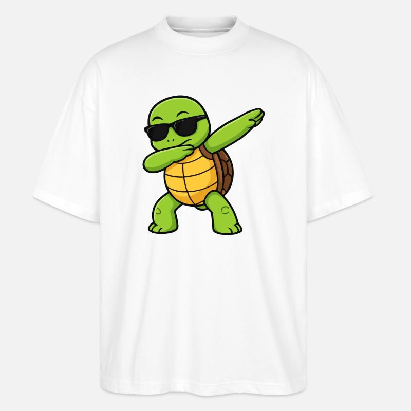 Dab Turtle mit Sonnenbrille - Stanley/Stella Oversized Unisex Bio T-Shirt Blaster 2.0 - Weiß