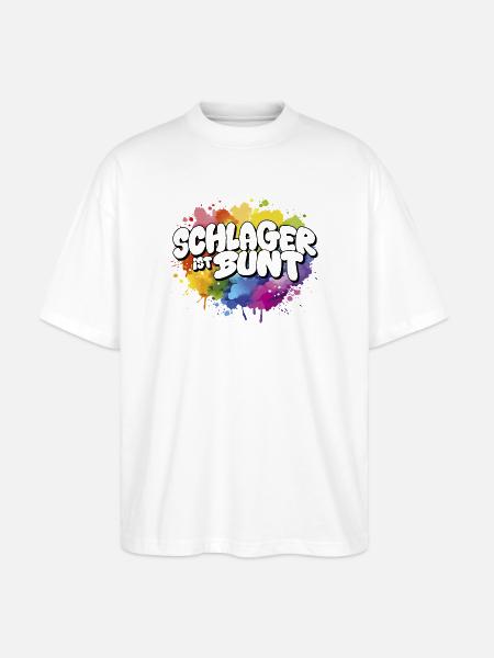 Schlager ist bunt  Regenbogen LSBTIQ - Stanley/Stella Oversized Unisex Bio T-Shirt Blaster 2.0 - Weiß