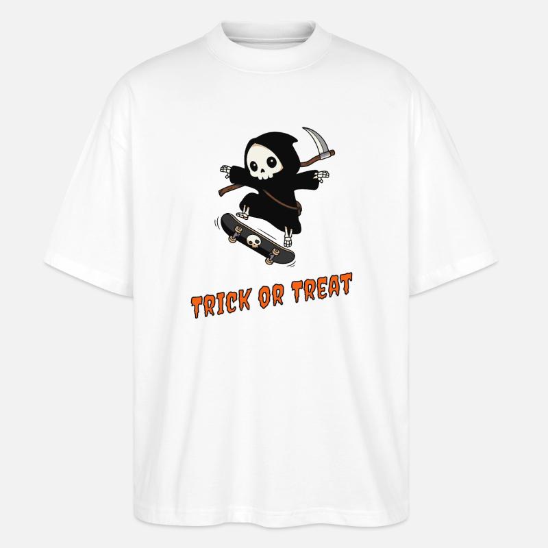 Süßes oder Saures – Skater Reaper - Stanley/Stella Oversized Unisex Bio T-Shirt Blaster 2.0 - Weiß