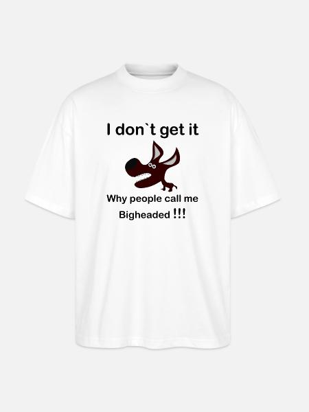 Maroon Cartoon Dog with Fangs - Stanley/Stella Oversized Unisex Organic T-shirt Blaster 2.0 - white