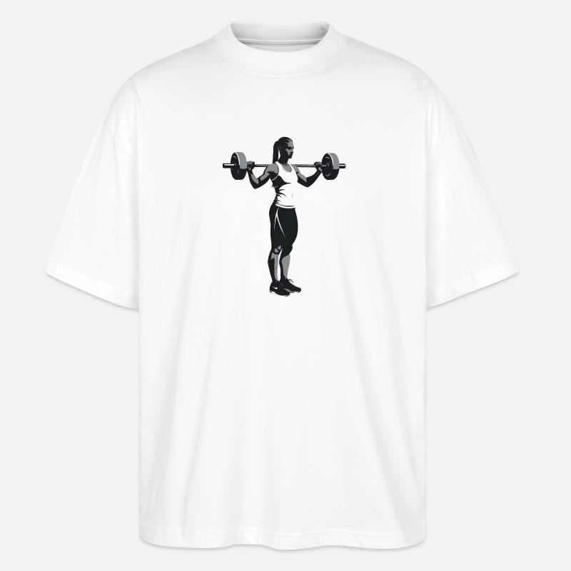Weiblicher Bodybuilder - Cooles Silhouetten-Logo - Stanley/Stella Oversized Unisex Bio T-Shirt Blaster 2.0 - Weiß