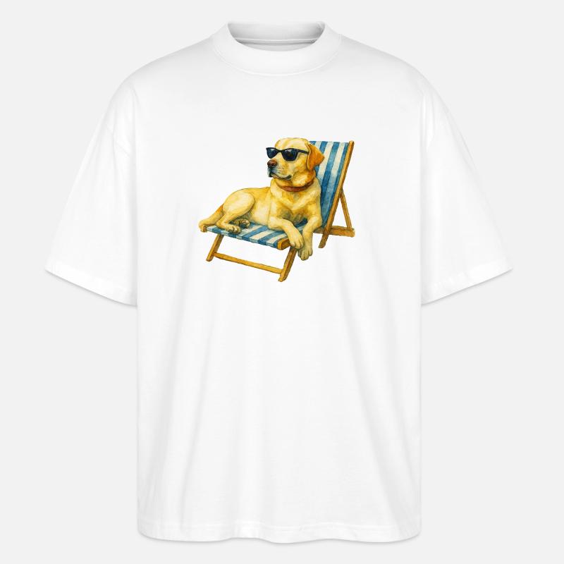 Labrador Hund Sommer Chill Geschenkidee - Stanley/Stella Oversized Unisex Bio T-Shirt Blaster 2.0 - Weiß