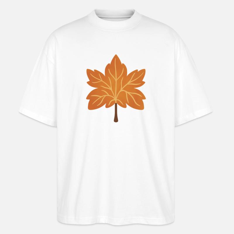 Silhouette de feuille d’érable d’automne - T-shirt bio Blaster 2.0 coupe oversize Stanley/Stella Unisexe - blanc