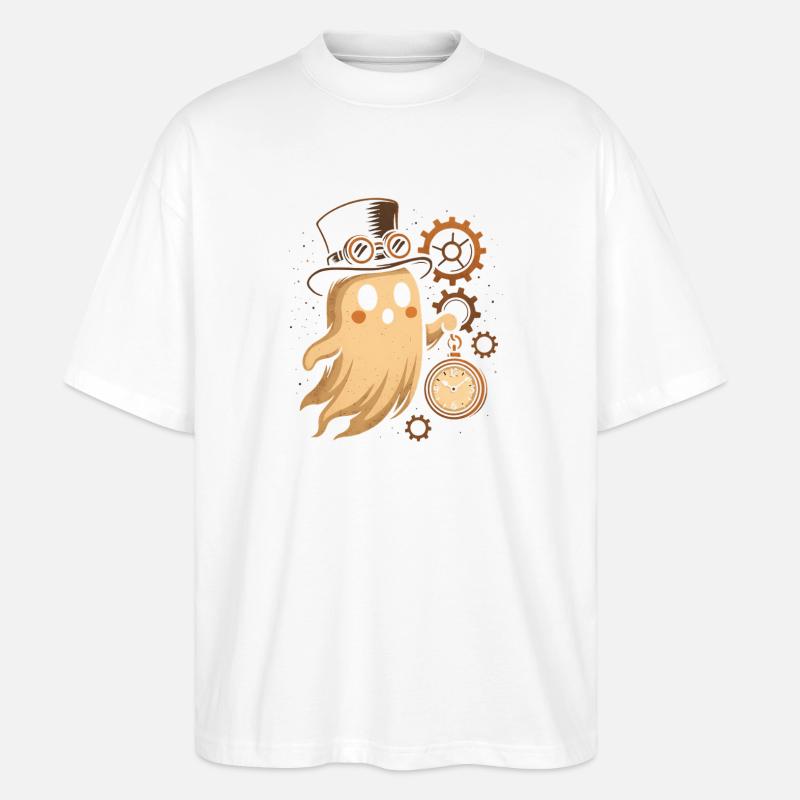 Steampunk Ghost Clockwork - Stanley/Stella Oversized Unisex Organic T-shirt Blaster 2.0 - white