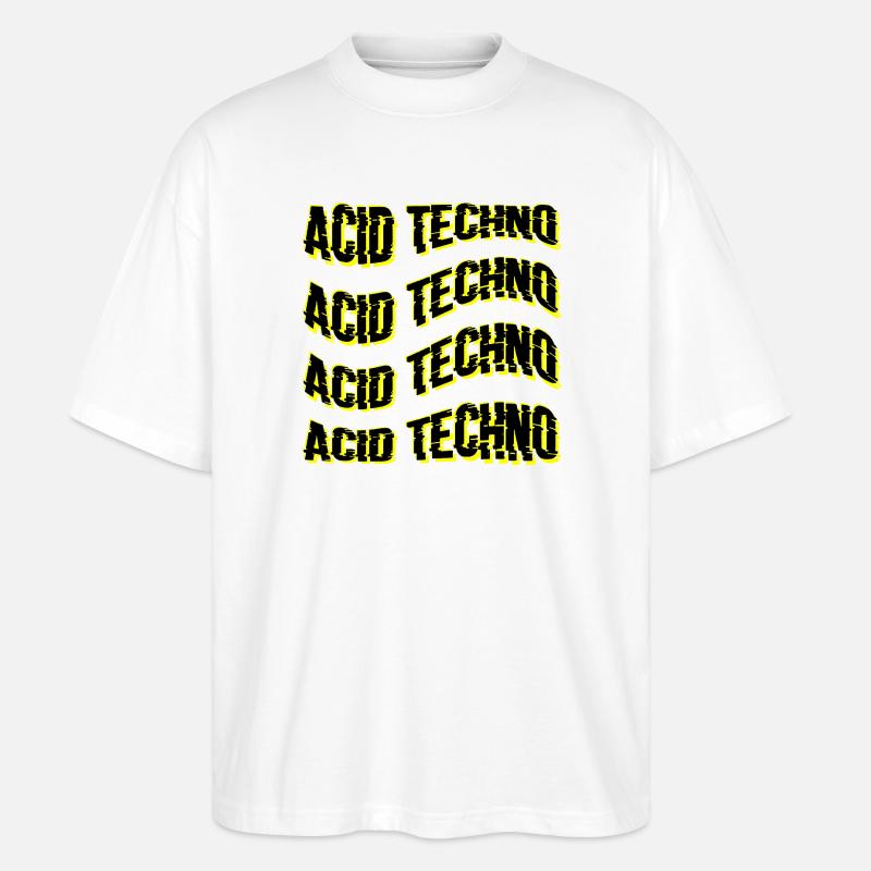 Glitch Acid Techno Wiederholt Neon - Stanley/Stella Oversized Unisex Bio T-Shirt Blaster 2.0 - Weiß