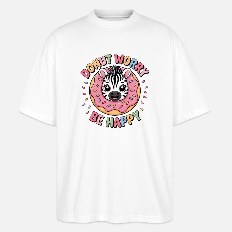 Zebra Donut Candy Dessert Bakery Fun - Stanley/Stella Oversized Unisex Organic T-shirt Blaster 2.0 - white
