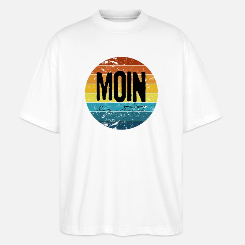 „MOIN Sunset“ – Retro - Stanley/Stella Oversized Unisex Bio T-Shirt Blaster 2.0 - Weiß