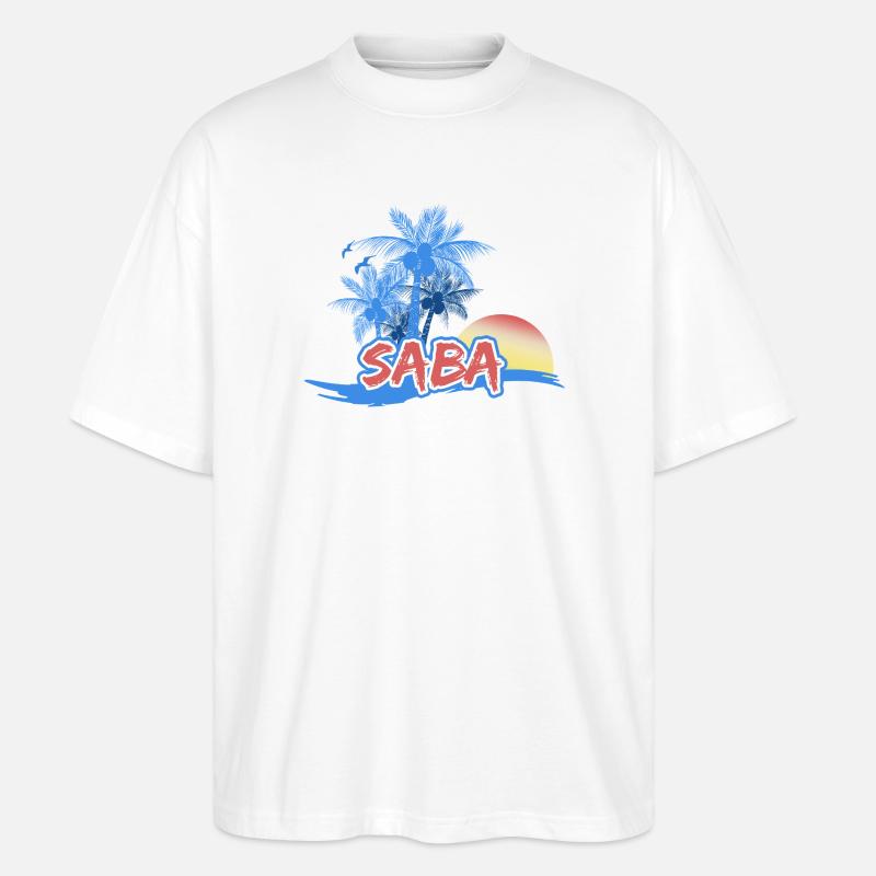 Saba as a beach - Stanley/Stella Oversized Unisex Organic T-shirt Blaster 2.0 - white