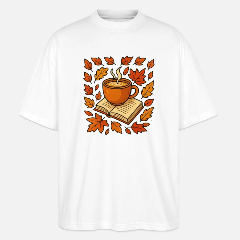 Herbstlese: Kaffee & Buch - Stanley/Stella Oversized Unisex Bio T-Shirt Blaster 2.0 - Weiß
