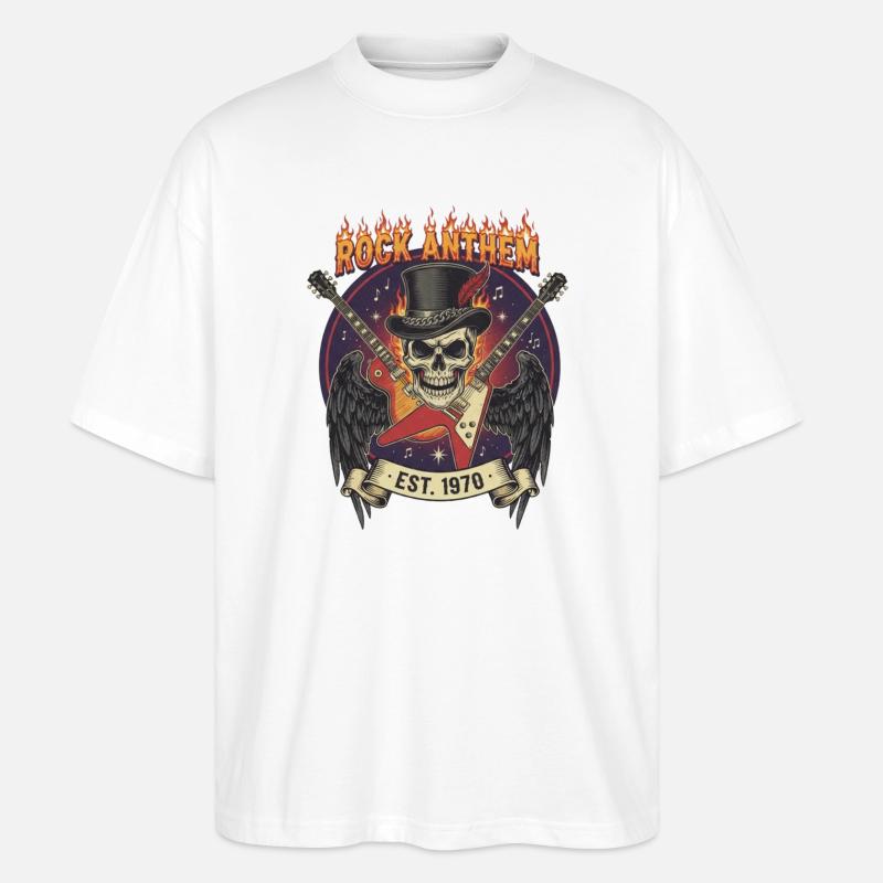 Schädel Rock Anthem 1970 - Stanley/Stella Oversized Unisex Bio T-Shirt Blaster 2.0 - Weiß