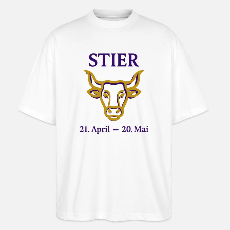 Sternzeichen Stier - Stanley/Stella Oversized Unisex Bio T-Shirt Blaster 2.0 - Weiß