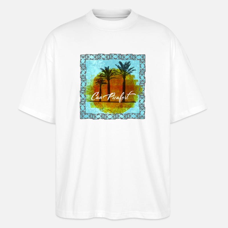 Can Picafort Palmen Sunset - Stanley/Stella Oversized Unisex Bio T-Shirt Blaster 2.0 - Weiß
