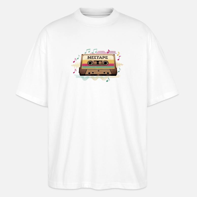 Retro Mixtape NeonNotes - Stanley/Stella Oversized Unisex Bio T-Shirt Blaster 2.0 - Weiß