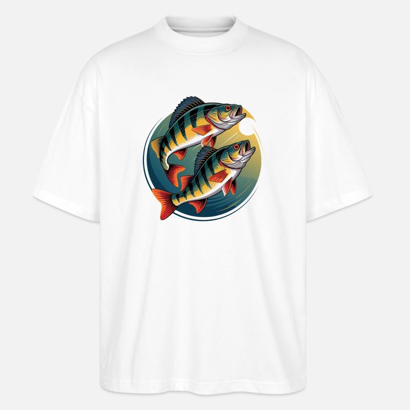 Zwei Barsche im Kreis - Stanley/Stella Oversized Unisex Bio T-Shirt Blaster 2.0 - Weiß