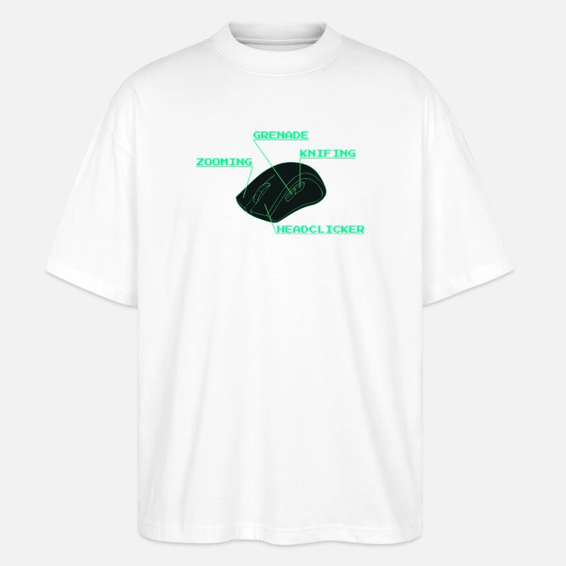 Headclicker Gaming Blueprint Neon Design - T-shirt bio Blaster 2.0 coupe oversize Stanley/Stella Unisexe - blanc