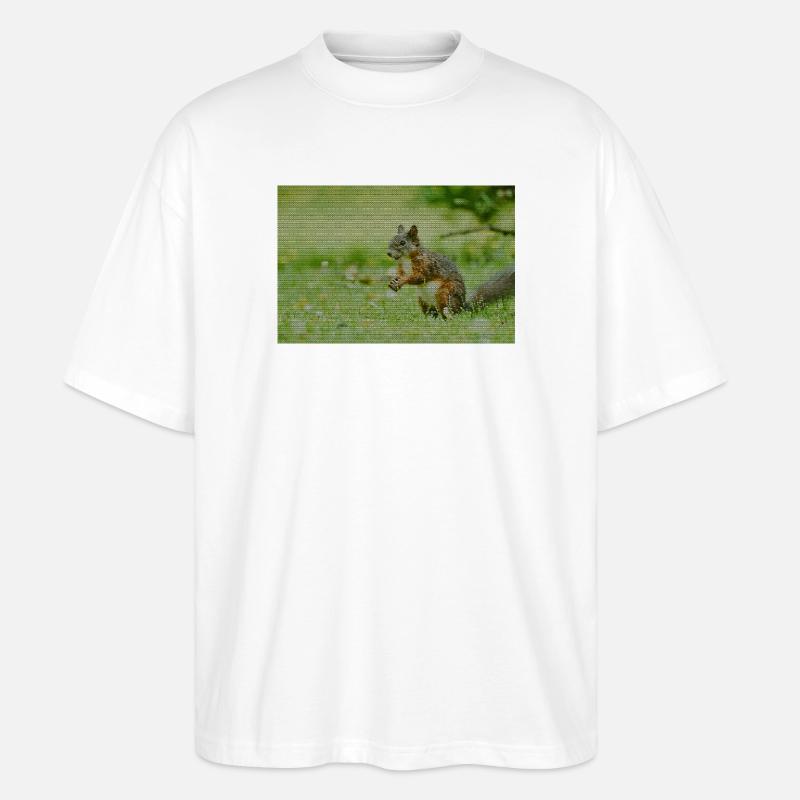 Squirrel Forest Pattern - Stanley/Stella Oversized Unisex Organic T-shirt Blaster 2.0 - white