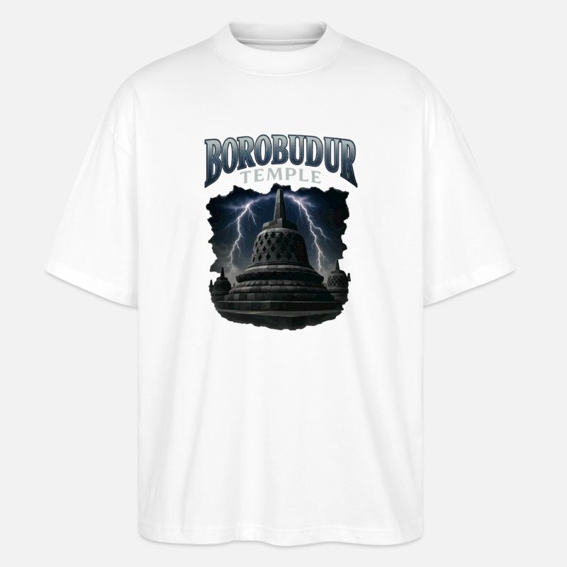 Borobudur Tempel - Stanley/Stella Oversized Unisex Bio T-Shirt Blaster 2.0 - Weiß