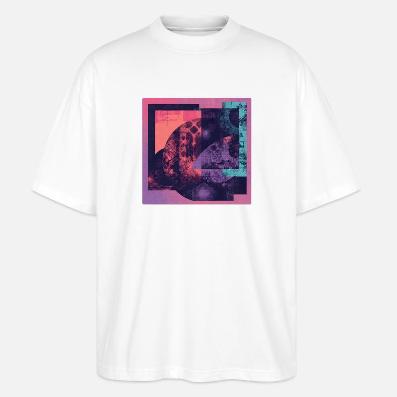 Neon Collage Geometric Pattern - Stanley/Stella Oversized Unisex Organic T-shirt Blaster 2.0 - white