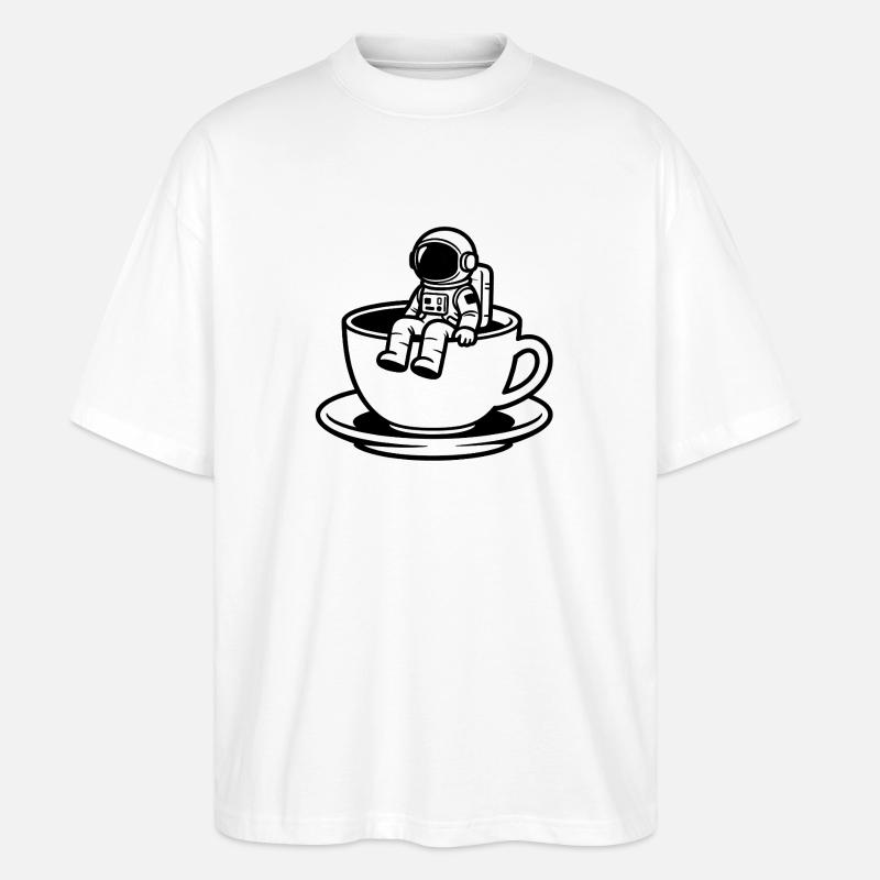 Astronaut in Kaffeetasse - Stanley/Stella Oversized Unisex Bio T-Shirt Blaster 2.0 - Weiß