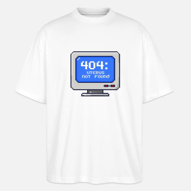 404 : utérus introuvable - Pixel 8 bits - T-shirt bio Blaster 2.0 coupe oversize Stanley/Stella Unisexe - blanc