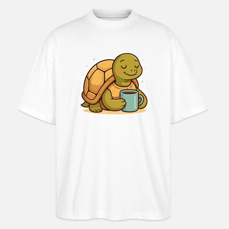 Kaffee-Turtel im Morgenlicht - Stanley/Stella Oversized Unisex Bio T-Shirt Blaster 2.0 - Weiß