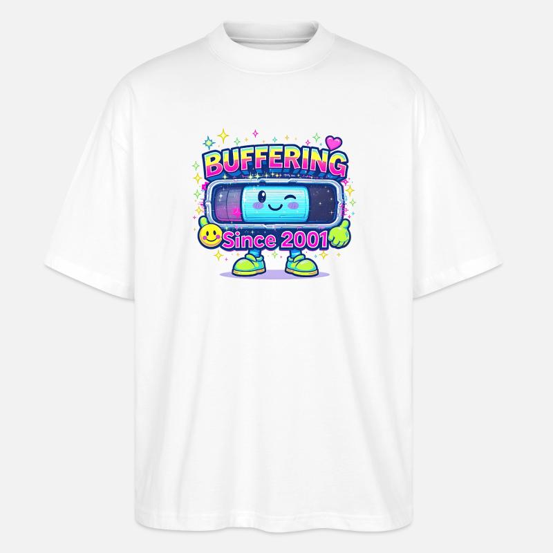 Y2K Retro – Buffering Since 2001 - Stanley/Stella Oversized Unisex Bio T-Shirt Blaster 2.0 - Weiß