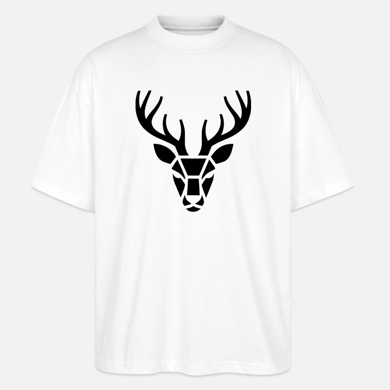 Jagd auf Hirsch - Cooles Jäger-Logo - Stanley/Stella Oversized Unisex Bio T-Shirt Blaster 2.0 - Weiß