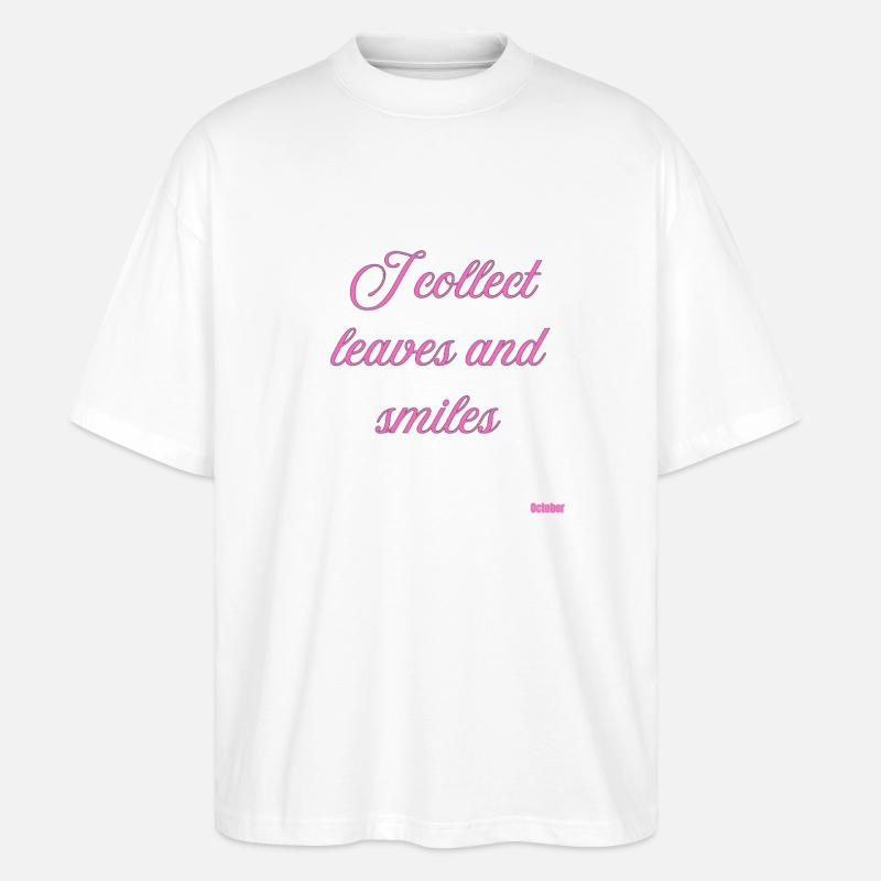 Feuilles et sourires rose script - T-shirt bio Blaster 2.0 coupe oversize Stanley/Stella Unisexe - blanc