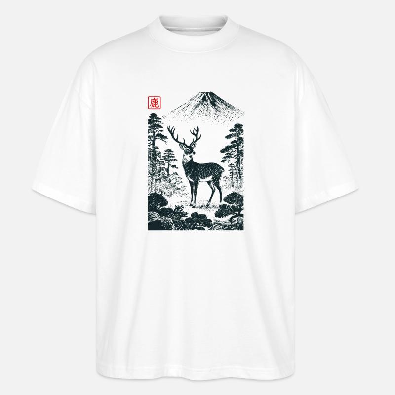 Mystischer Hirsch mit Hanko Stempel - Stanley/Stella Oversized Unisex Bio T-Shirt Blaster 2.0 - Weiß
