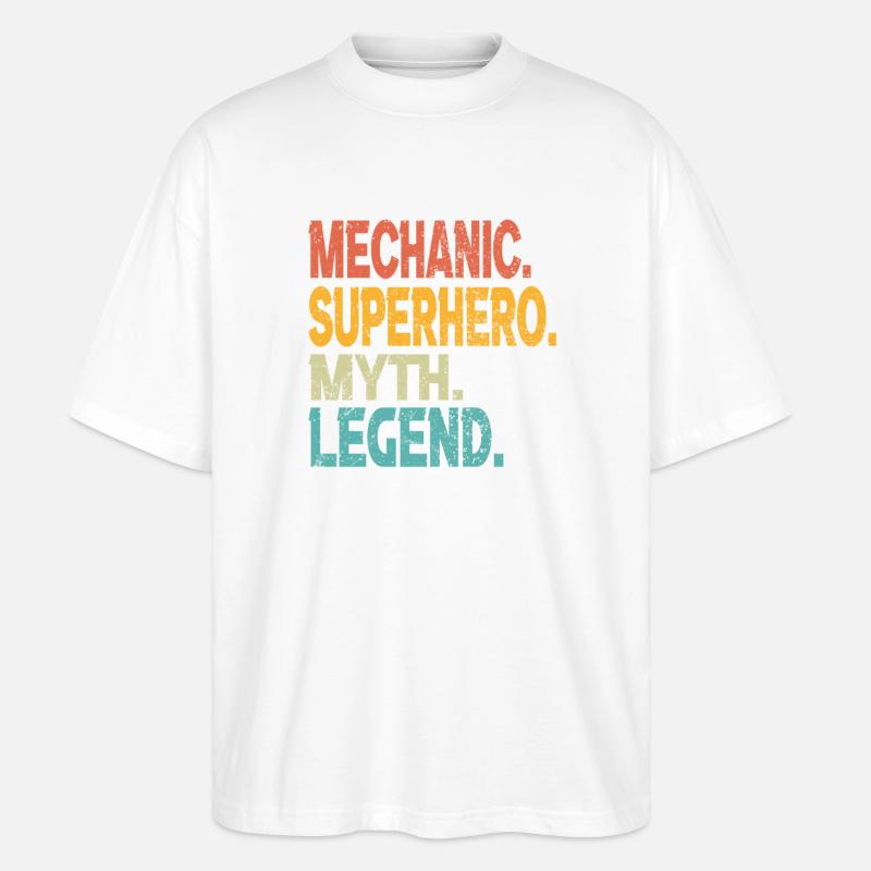 Mechaniker-Superhelden-Mythos-Legende - Stanley/Stella Oversized Unisex Bio T-Shirt Blaster 2.0 - Weiß