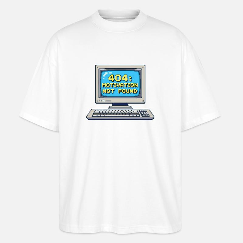 8-Bit Pixel Retro PC – 404 Motivation Not Found - Stanley/Stella Oversized Unisex Organic T-shirt Blaster 2.0 - white
