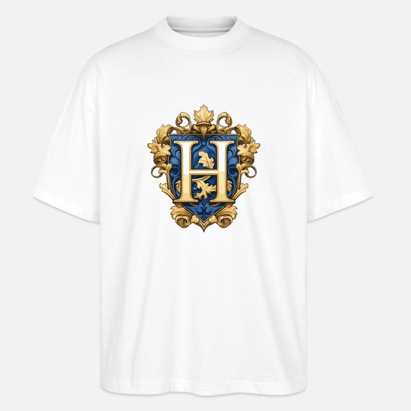H Buchstabe Name Krone - Stanley/Stella Oversized Unisex Bio T-Shirt Blaster 2.0 - Weiß
