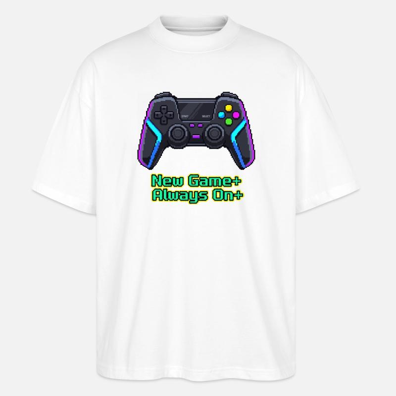 Neon Pixel Controller Neues Spiel Plus - Stanley/Stella Oversized Unisex Bio T-Shirt Blaster 2.0 - Weiß